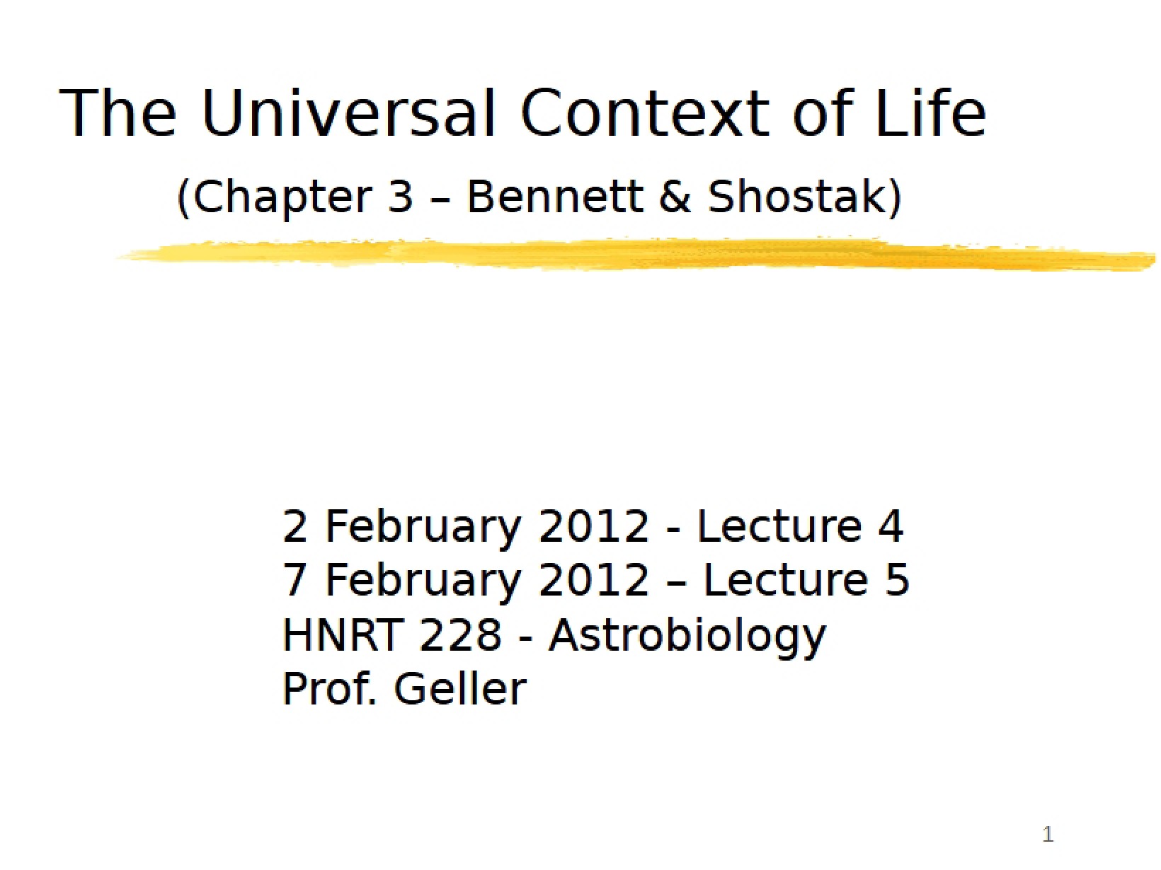 Context of Life in the Universe