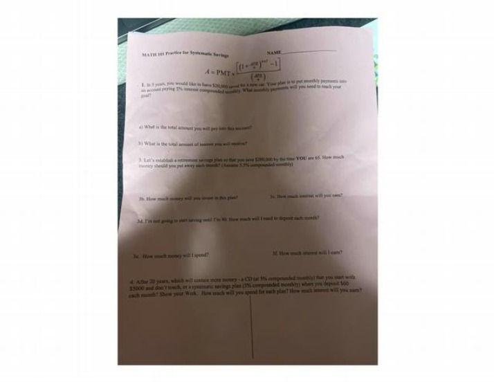 Systematic Savings Practice - MATH 101