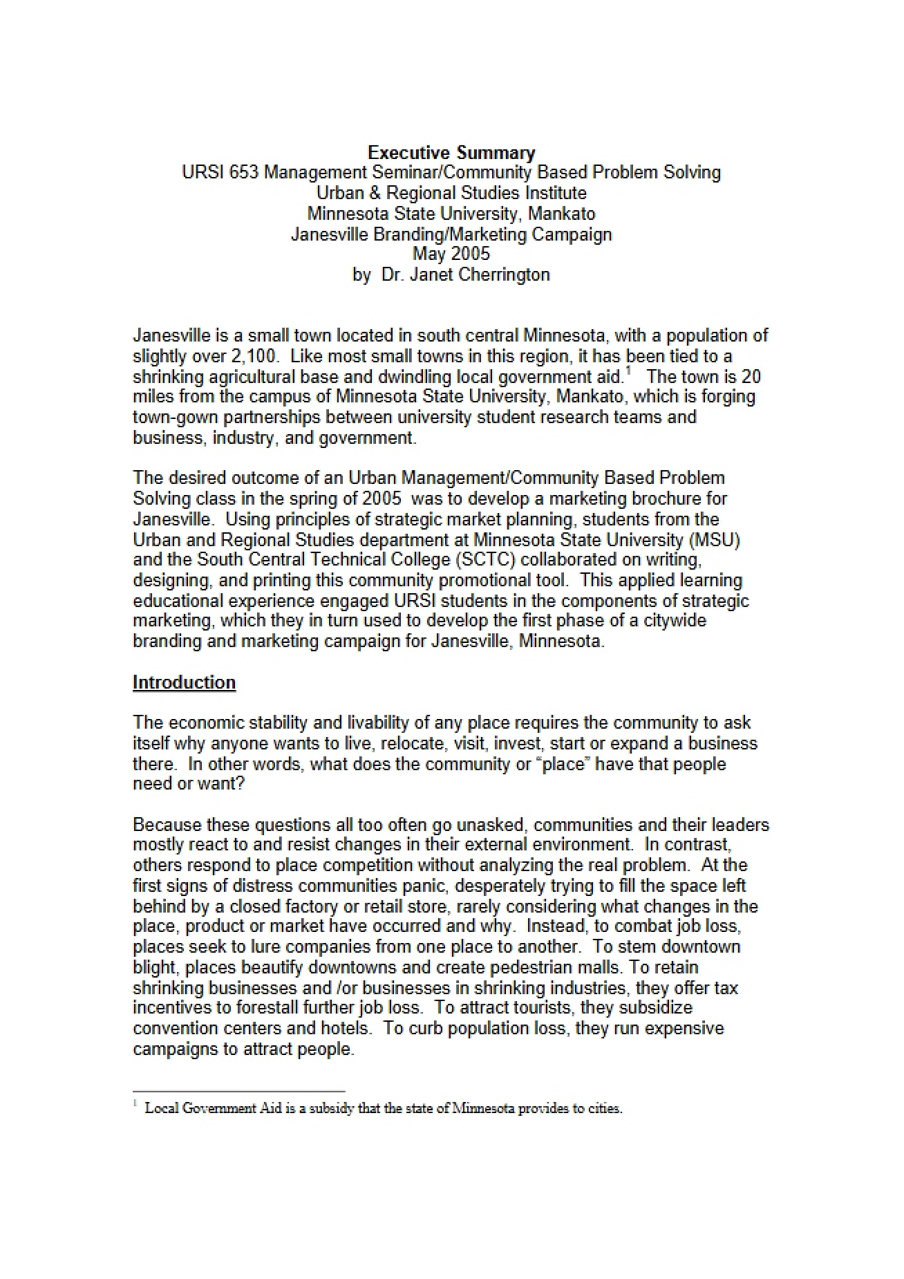 Urban Management Research Projects