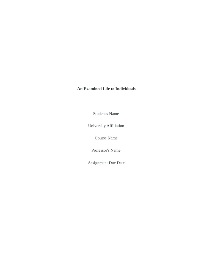 Individuals and the Examined Life