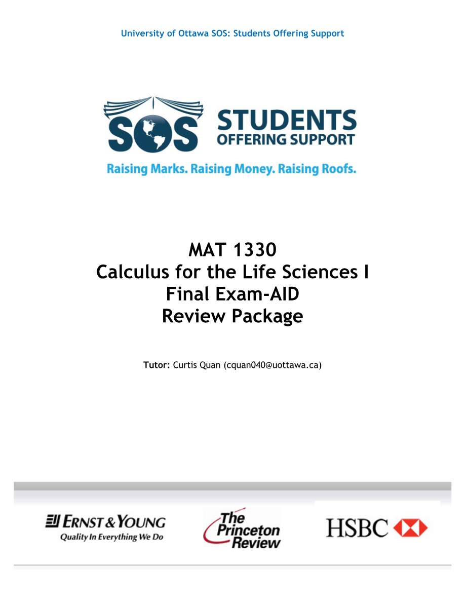 MAT 1330 - Final Exam-AID Review Package