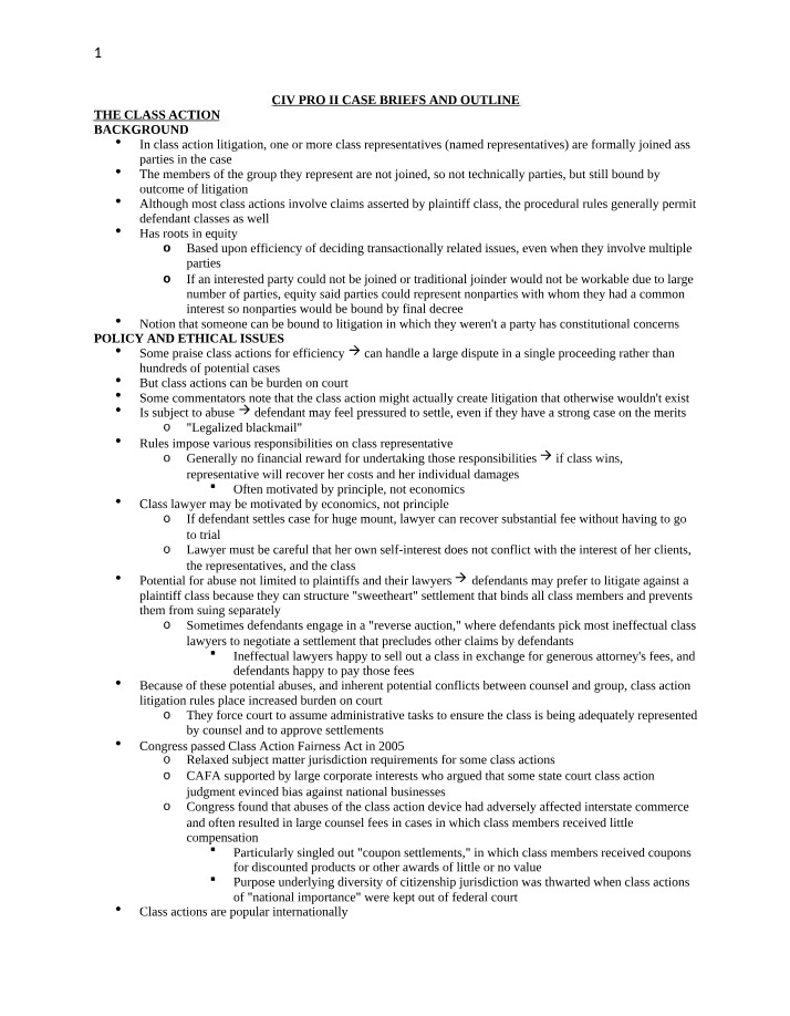 CIV PRO II Outline and Case Briefs
