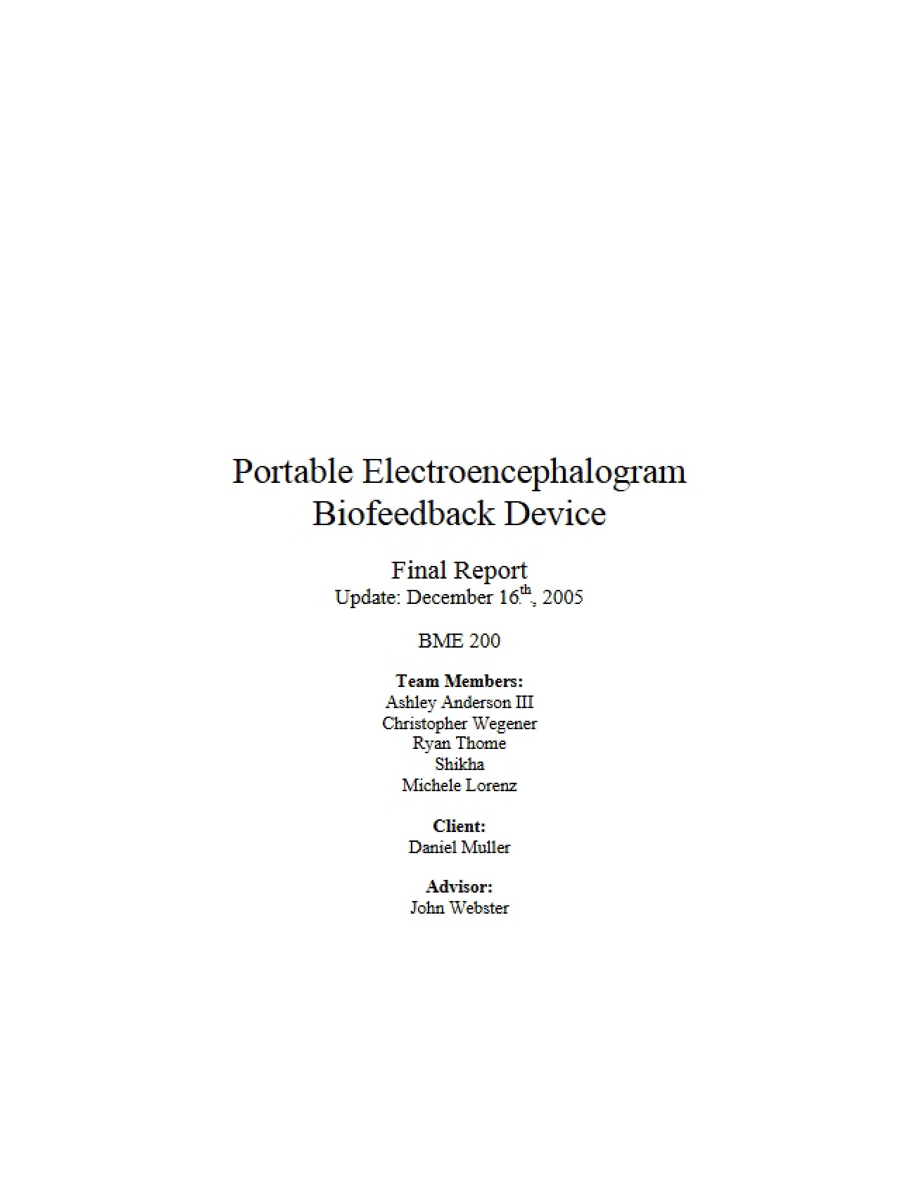 Biofeedback Device Portable Electroencephalogram