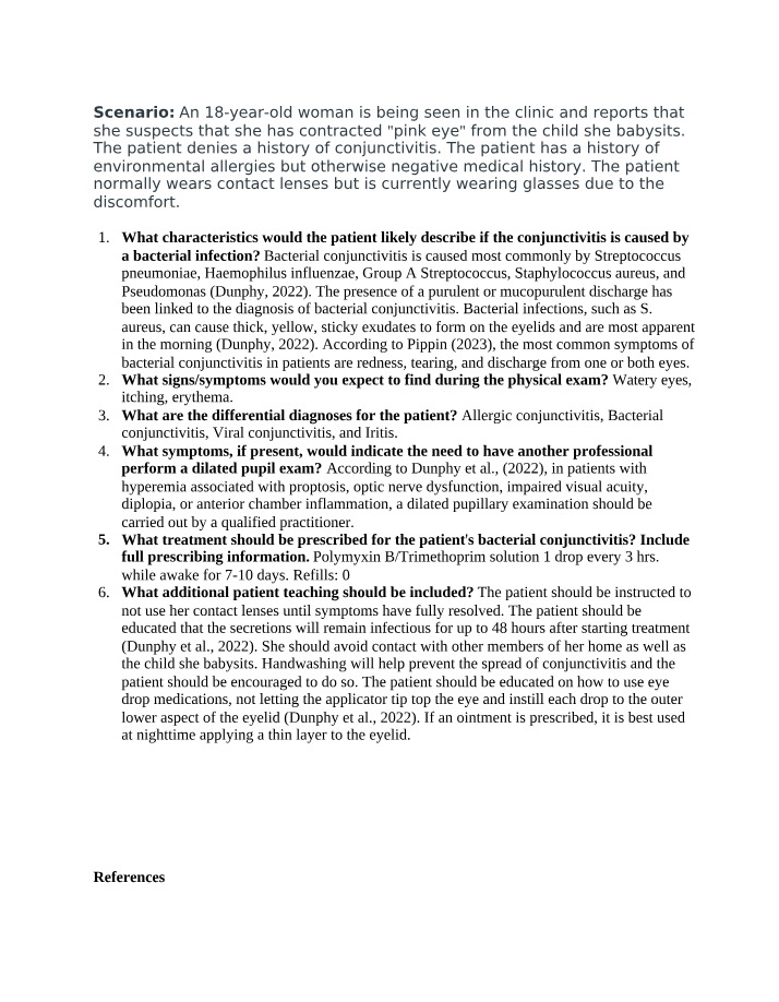 Case Study - Bacterial Conjunctivitis