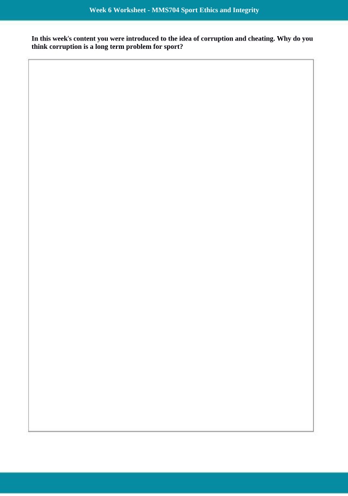 MMS704 Worksheet - Week 6