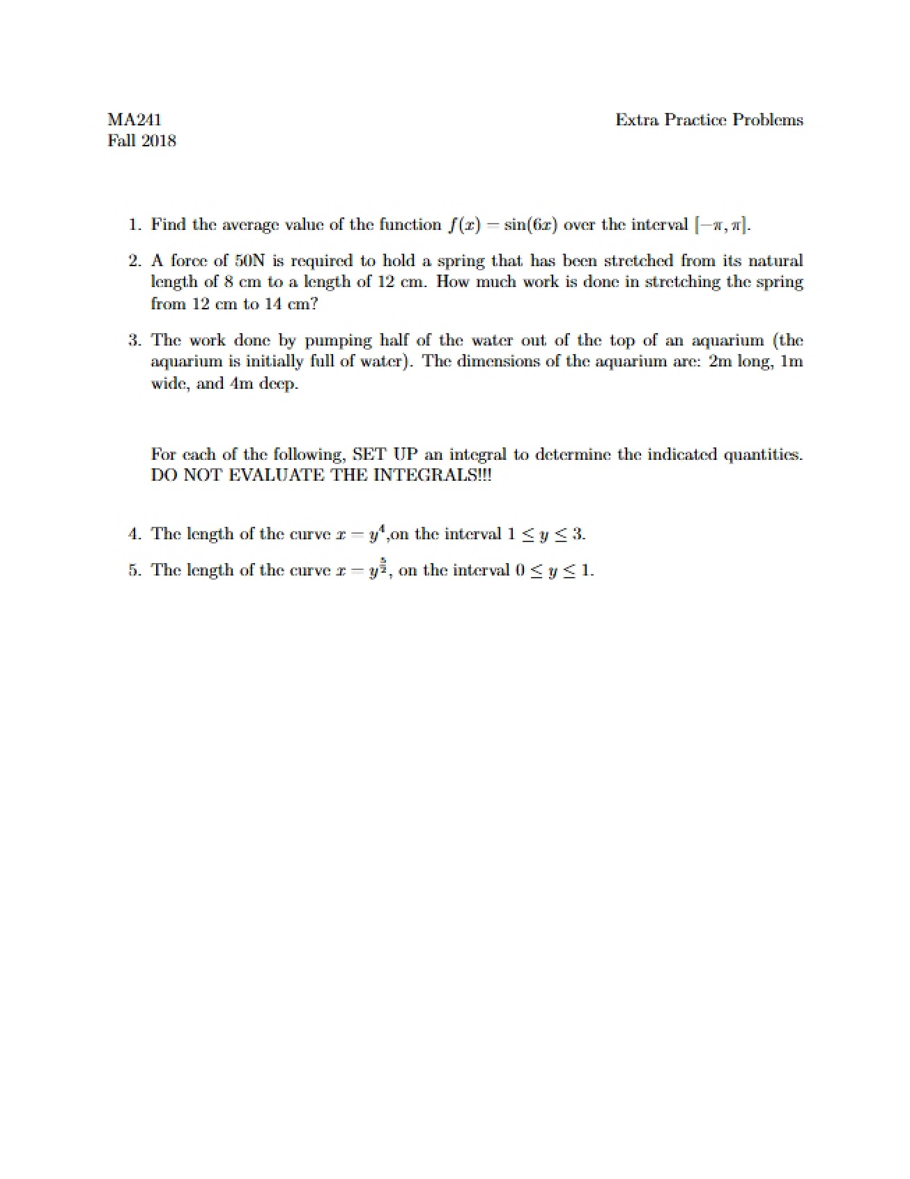 Problems for Extra Practice