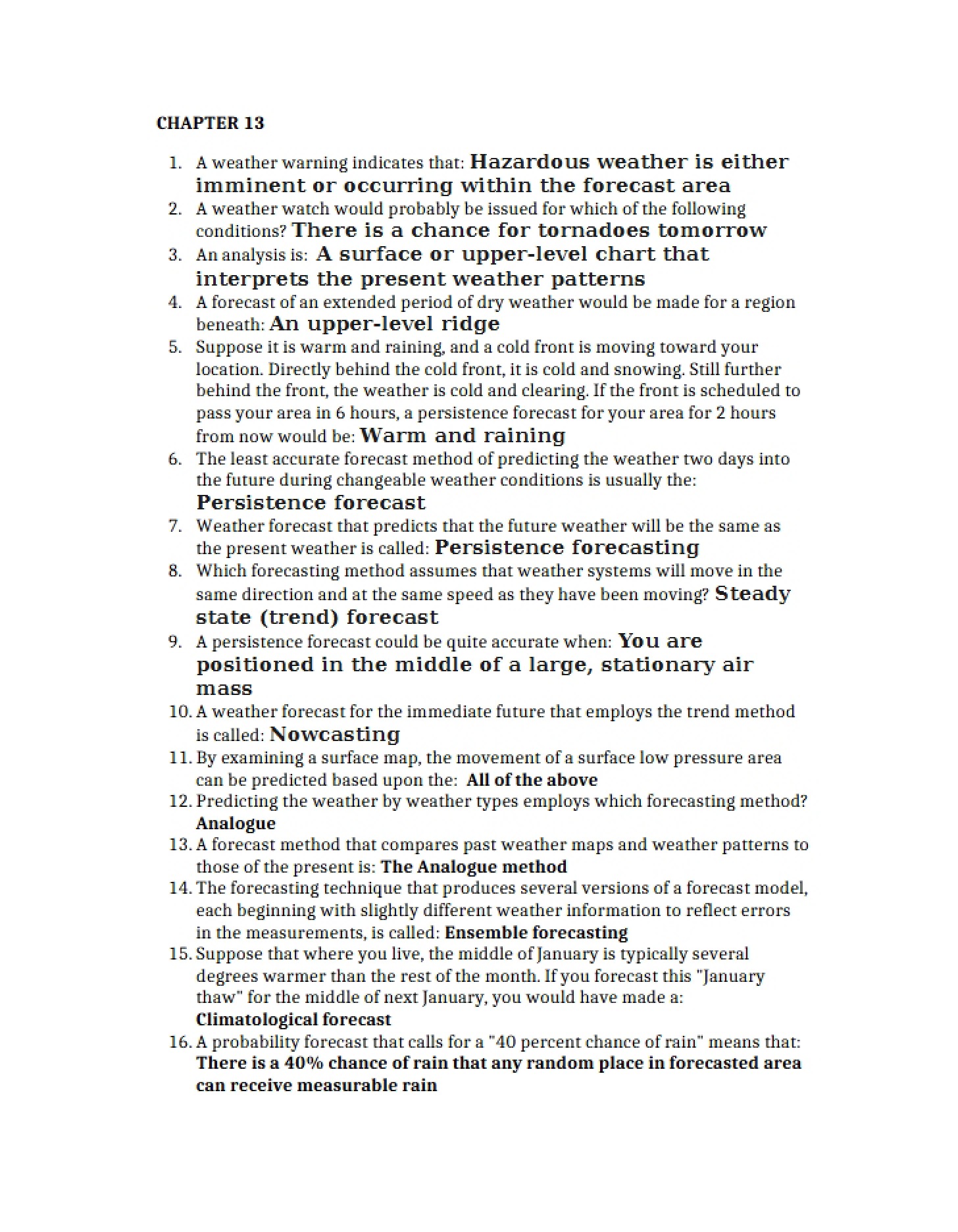 Chapter 13 Notes - MET 1010