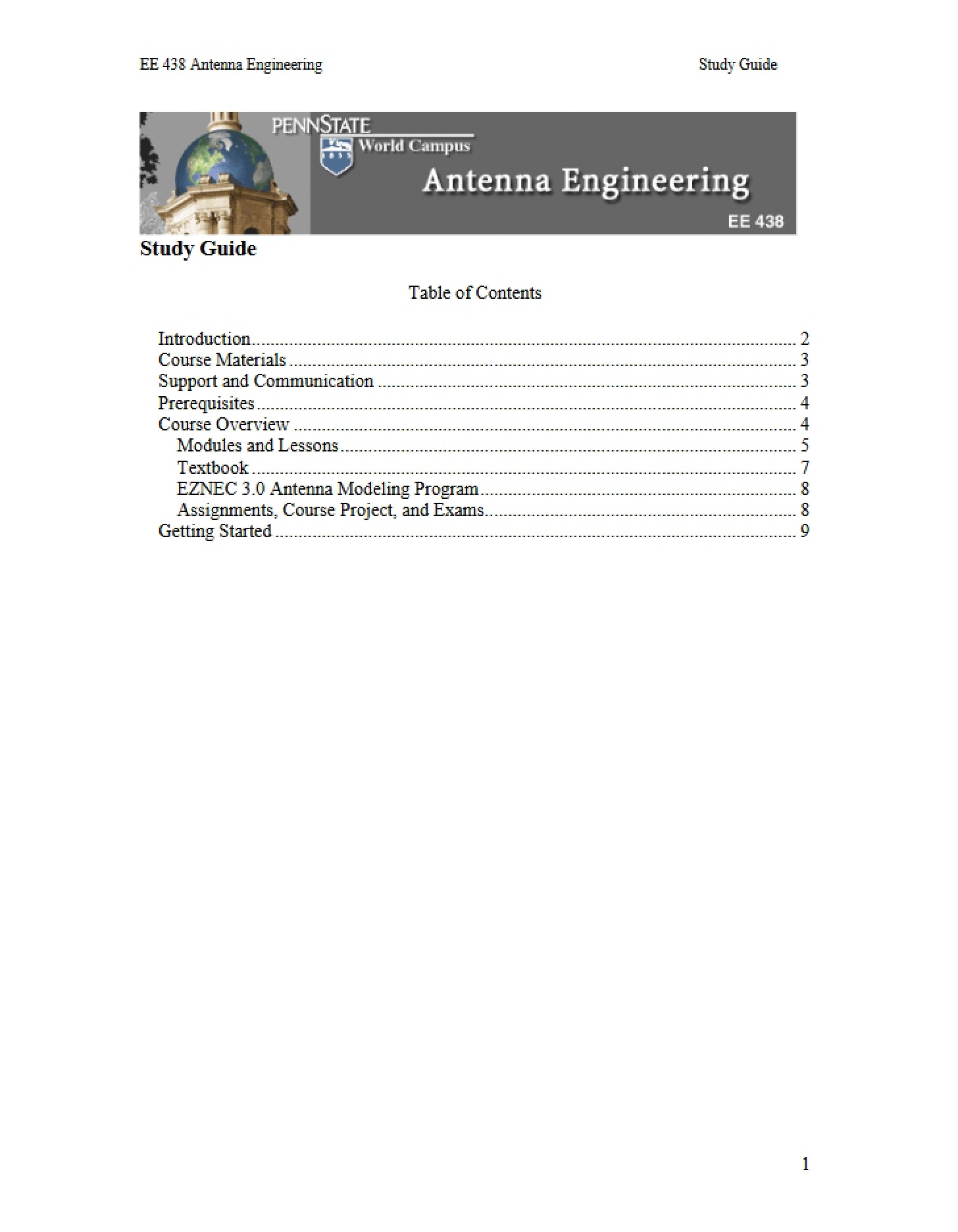 Study Guide for EE 438