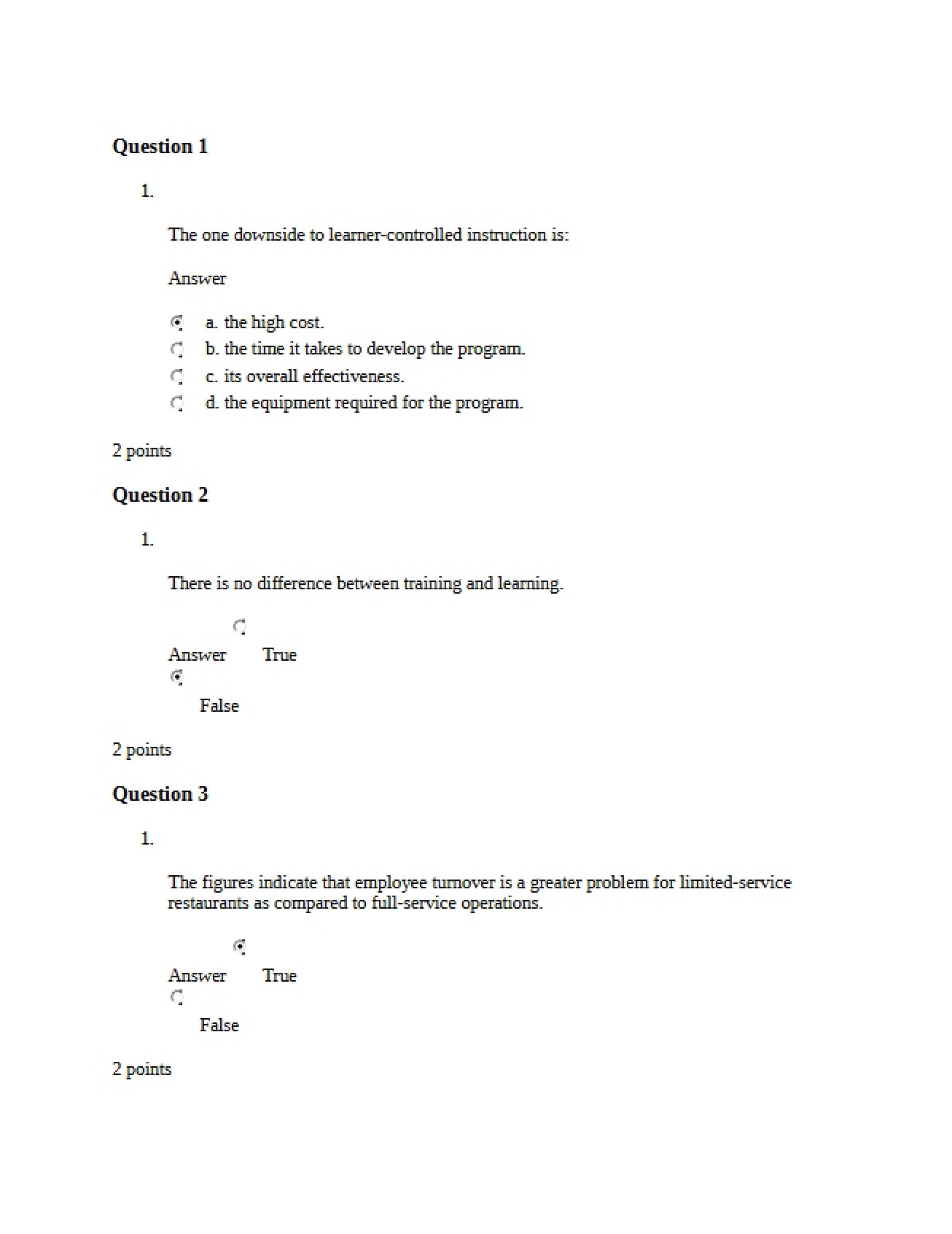 Quiz for Module 9