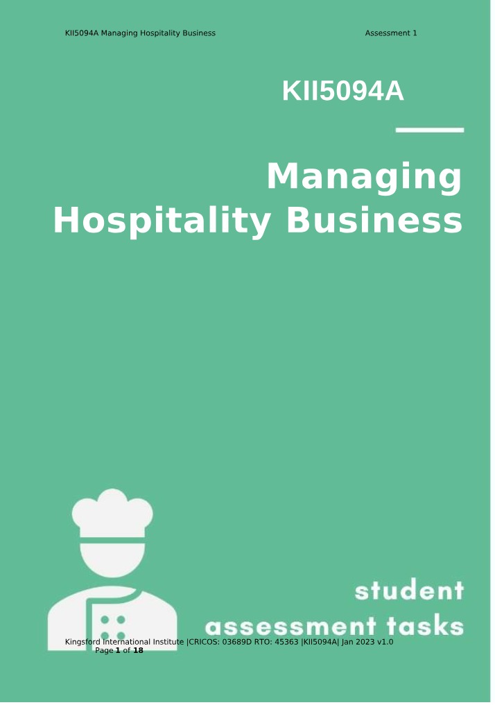 Knowledge Questions for Managing Hospitality Business Assessment