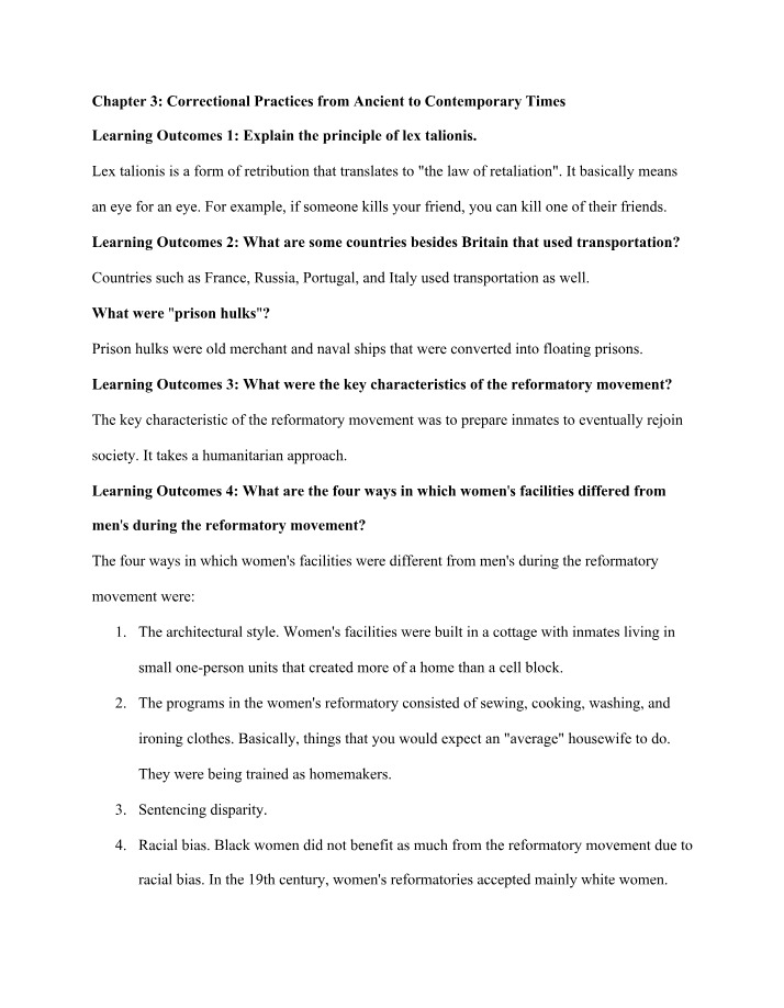 Chapter 3 - Correctional Practices from Ancient to Contemporary