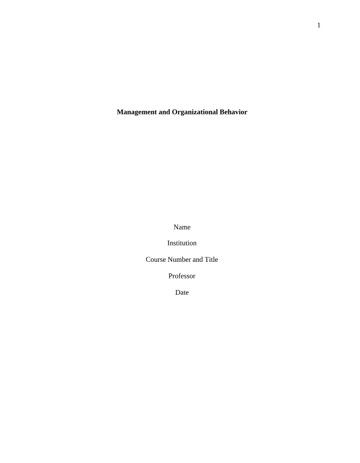 Organizational Behavior and Management