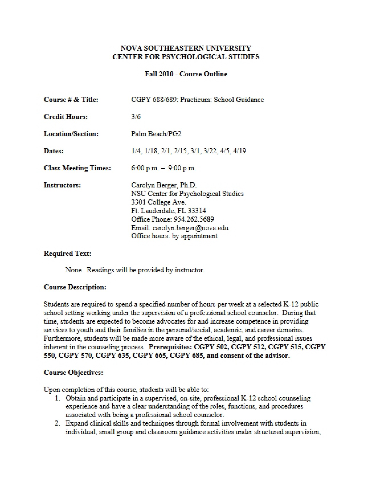 Practicum Outline