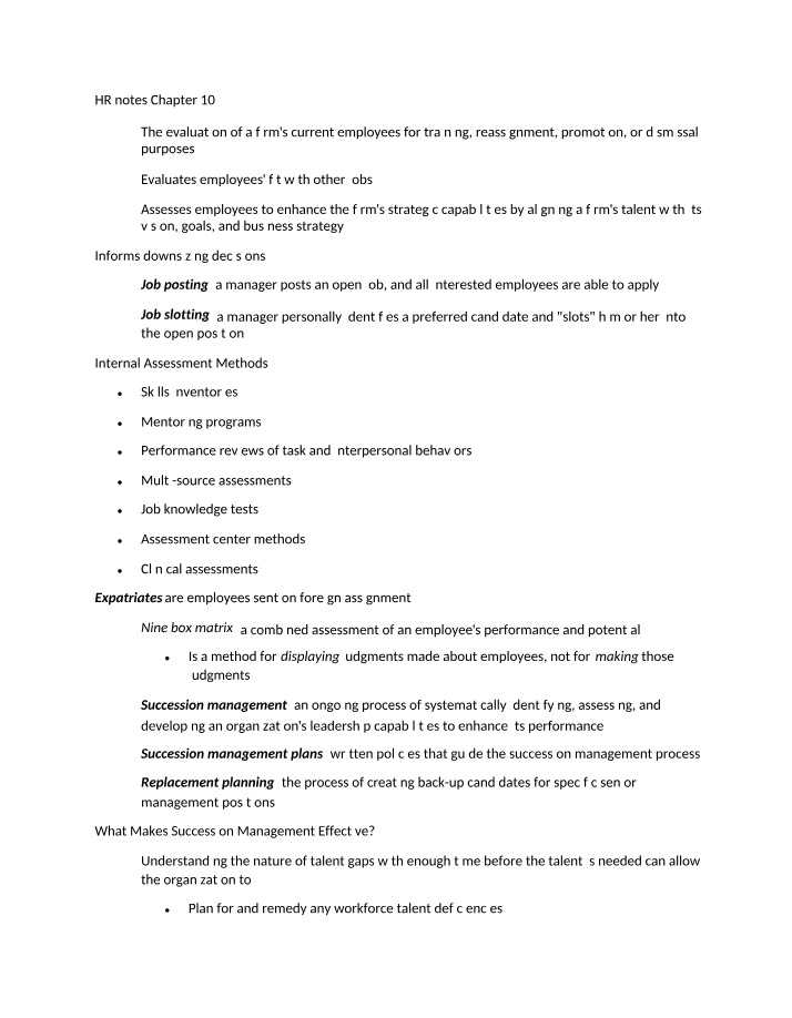 HR Chapter 10 Notes