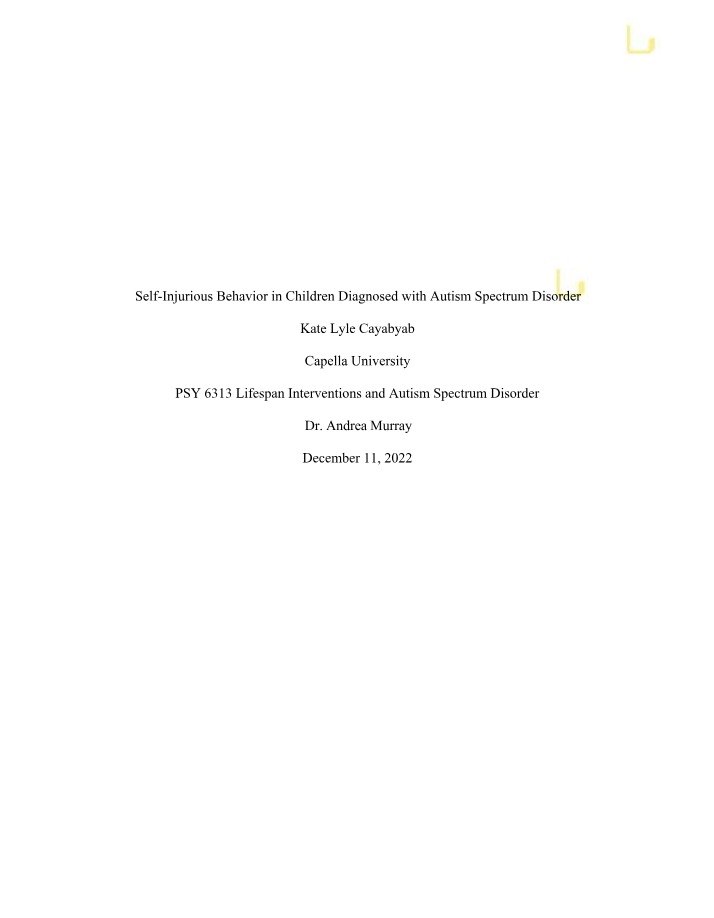 Self-Injurious Behavior in ASD Children