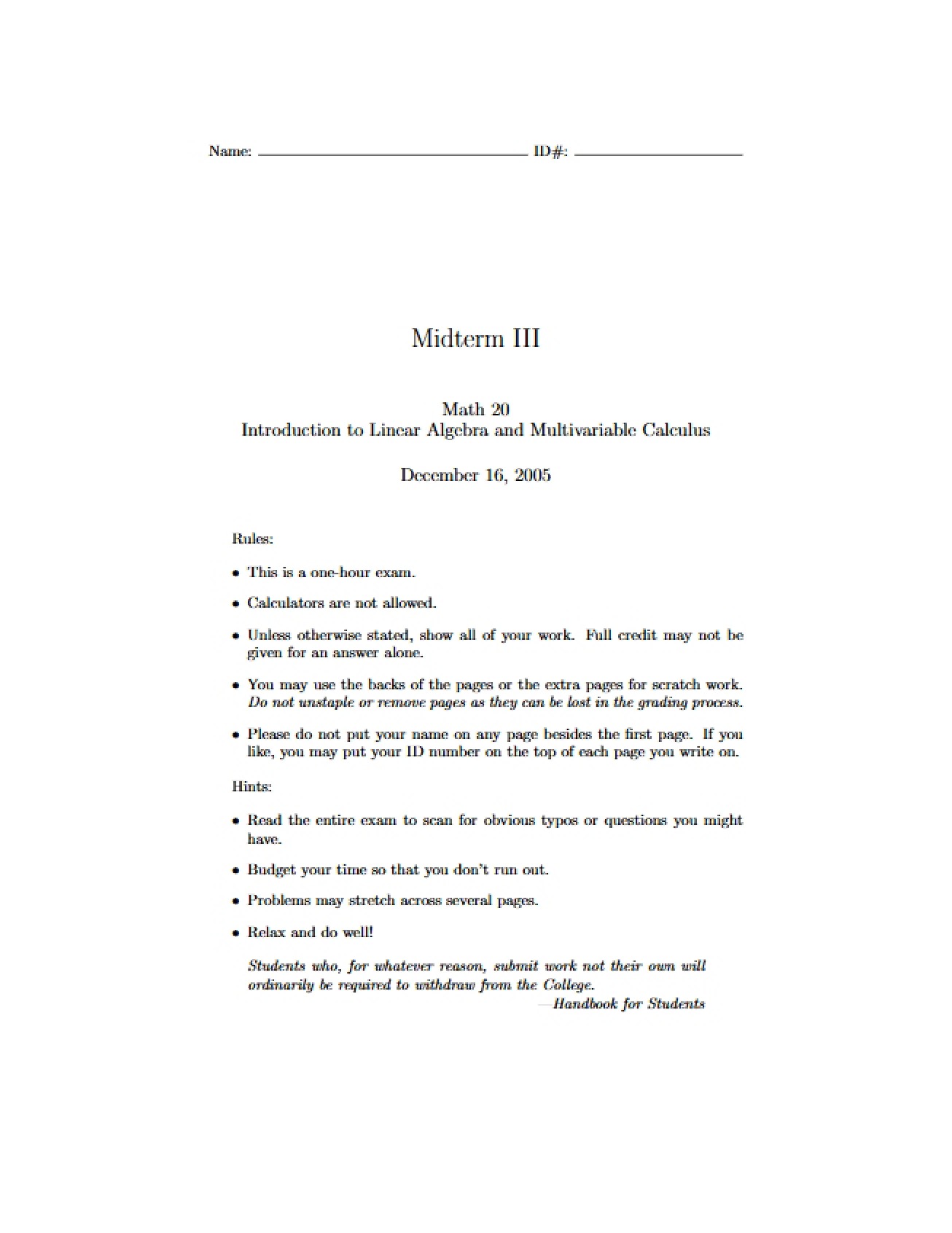 Third Midterm Assessment