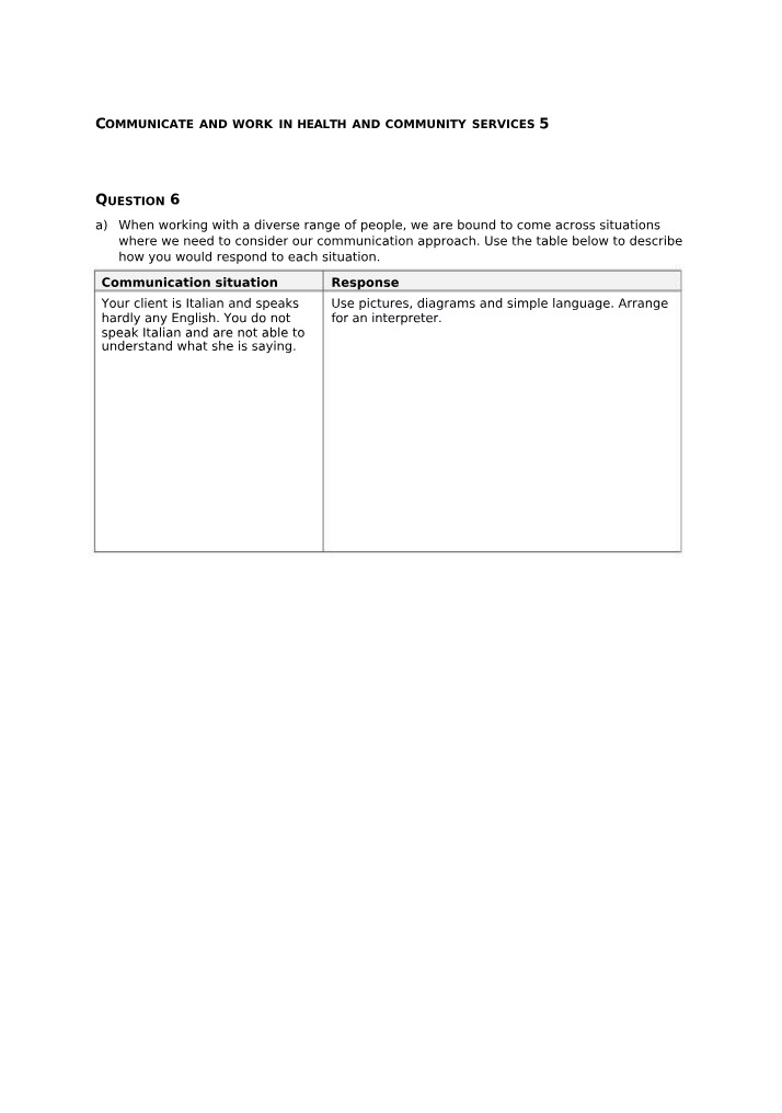 Work and Communicate in Health and Community Services 5