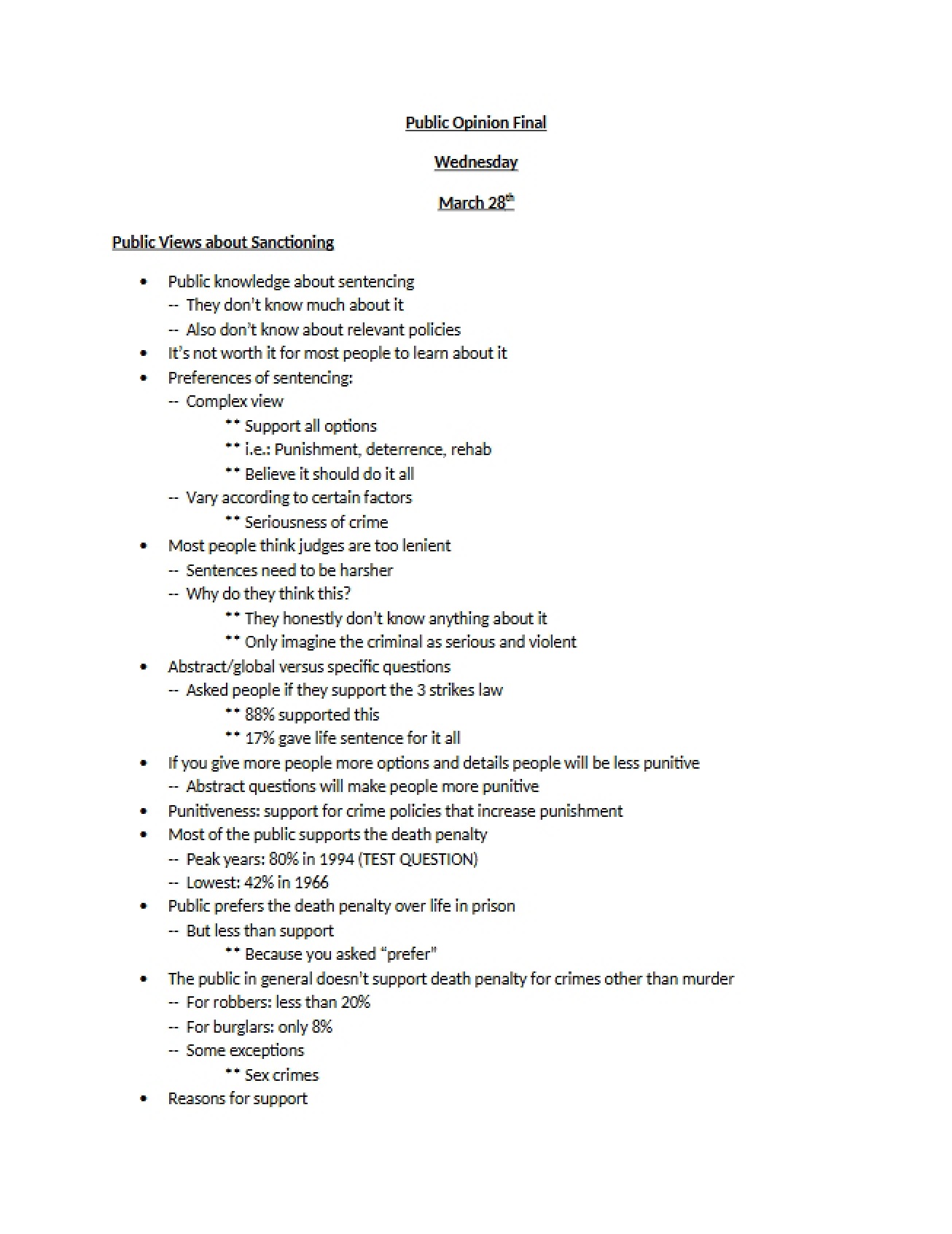 Final Examination on Public Opinion