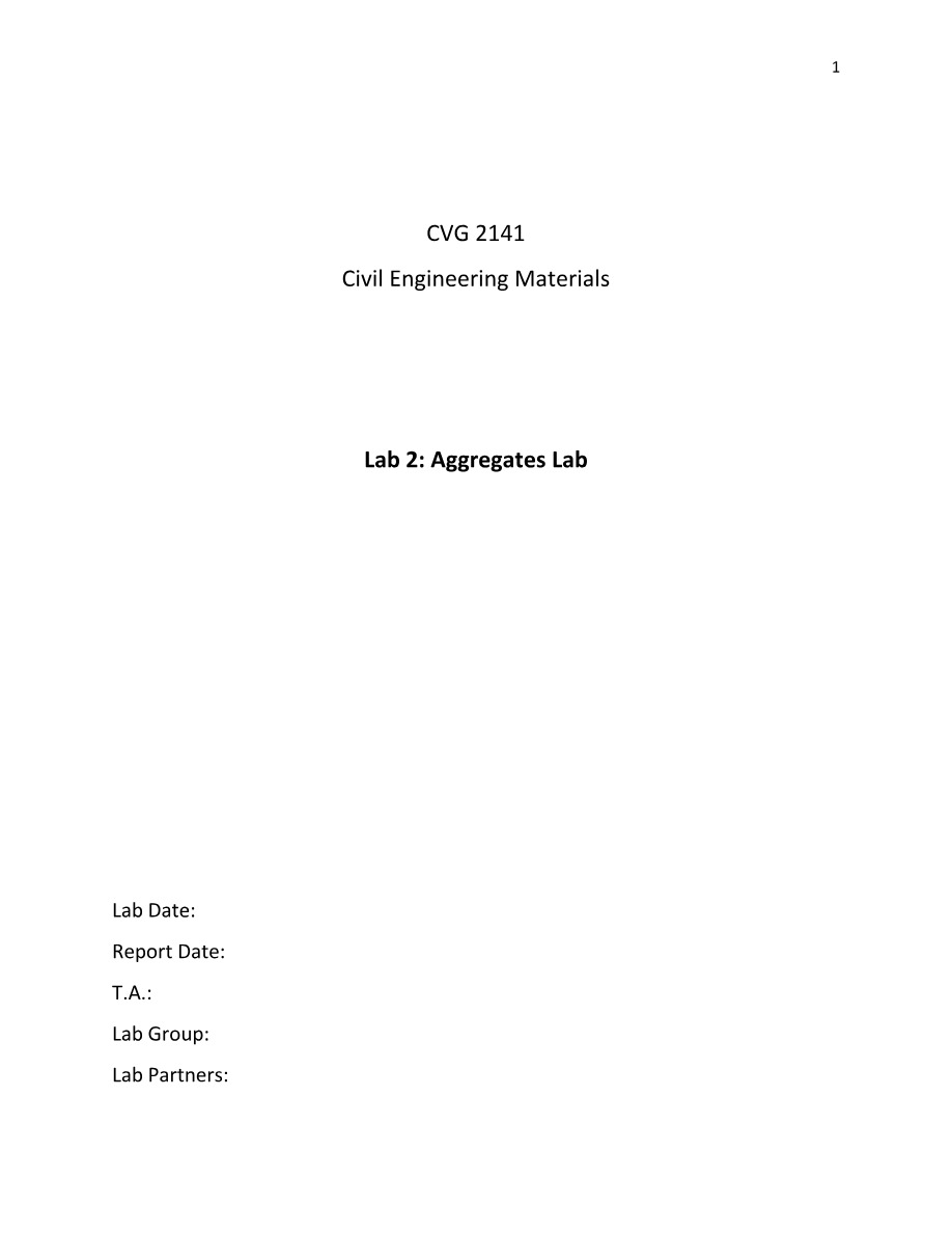 Aggregates Lab - Lab 2 (CVG 2141)
