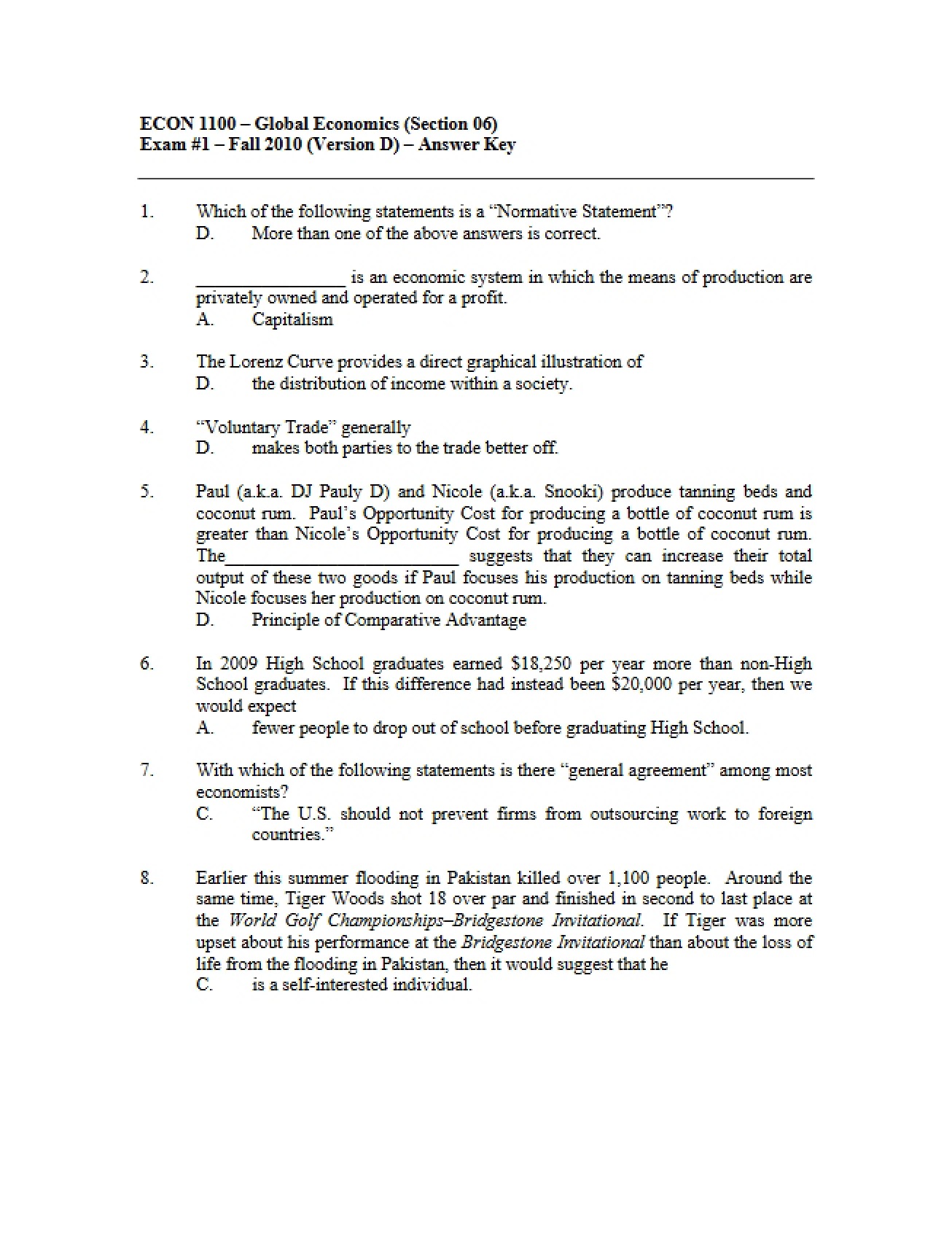 Test One Global Economics