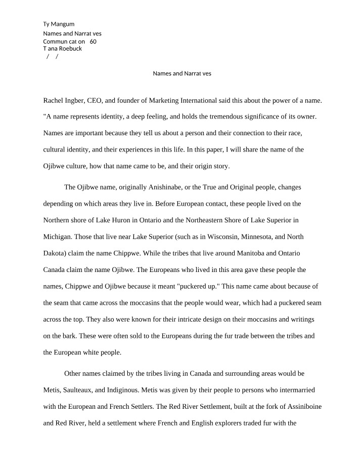 Narratives and Names