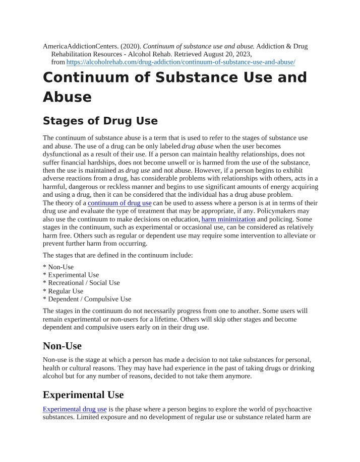 Substance Abuse Continuum