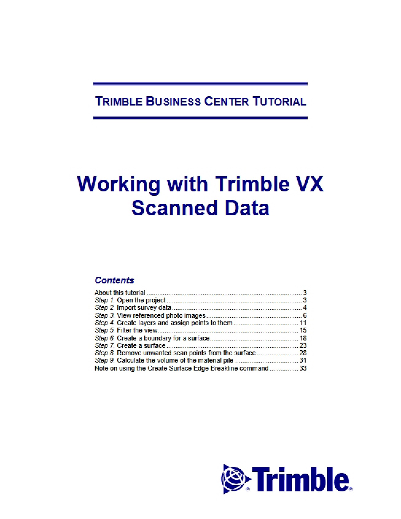 Trimble VX Scan Data Operations