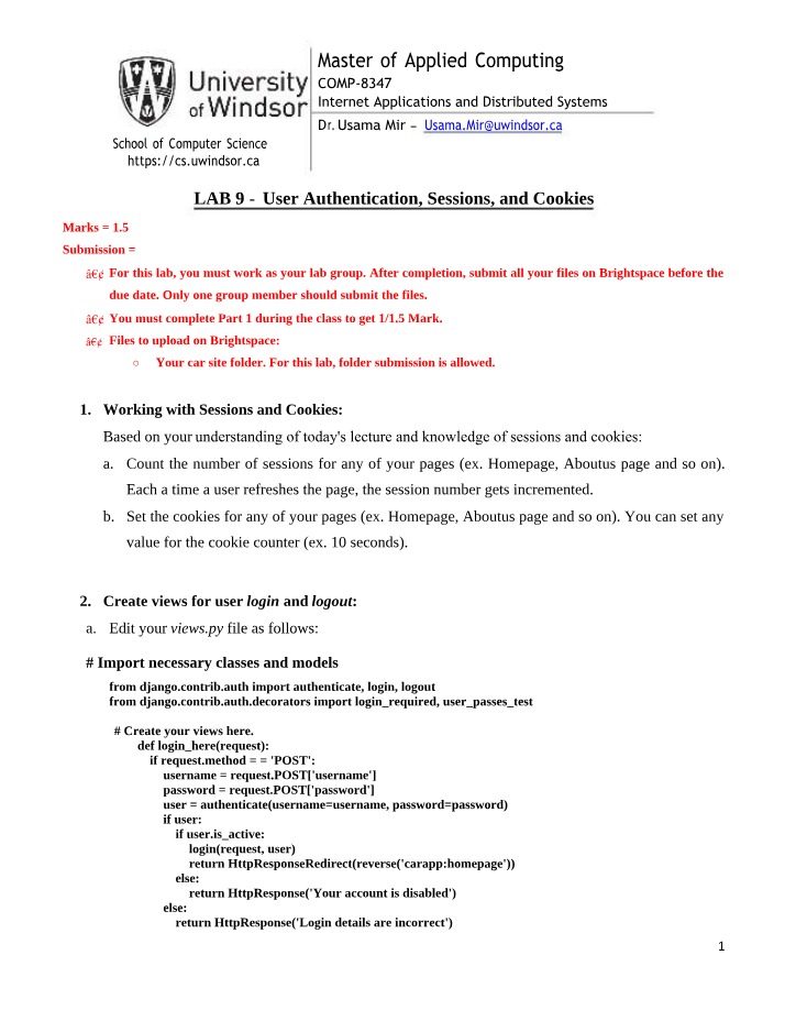 Working with Sessions, Cookies, and User Authentication