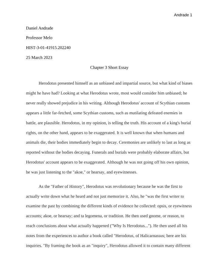 Unbiased Accounts and Exaggerated Burials in Herodotus
