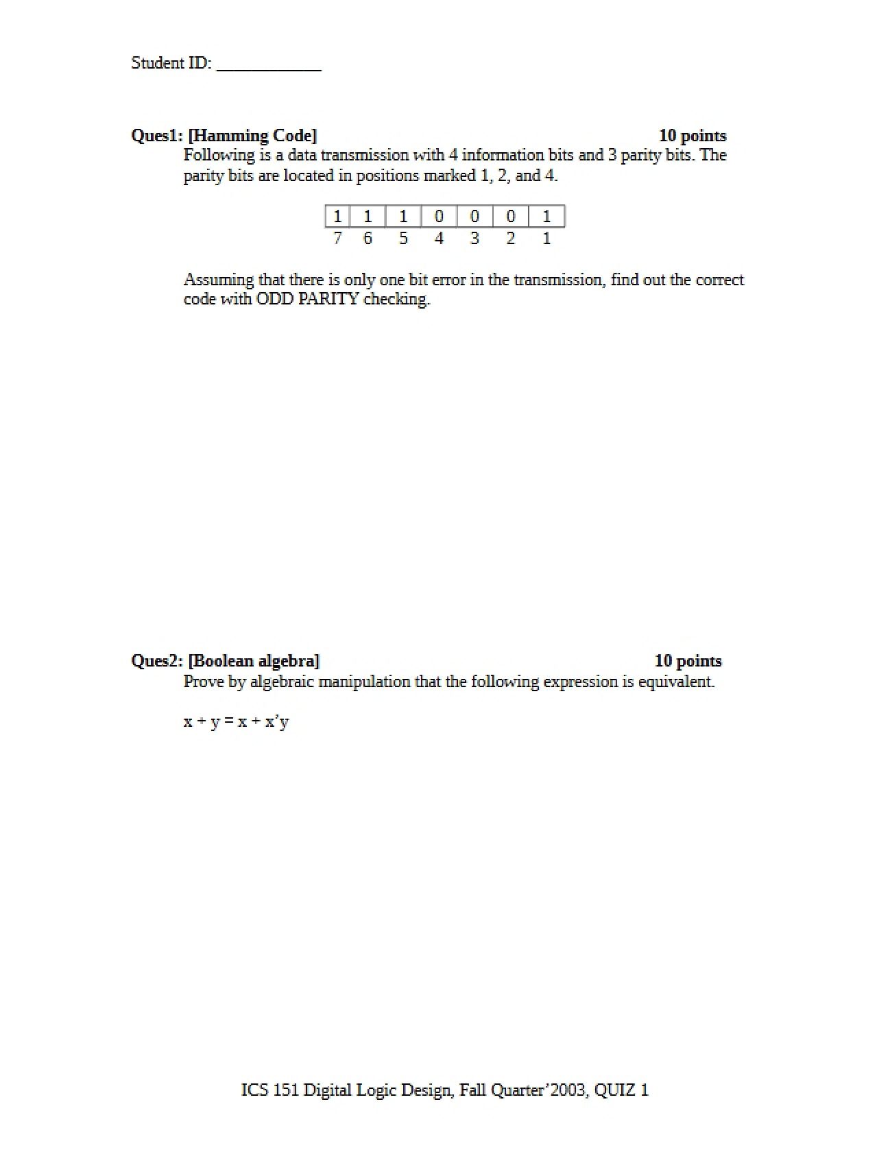 First Quiz