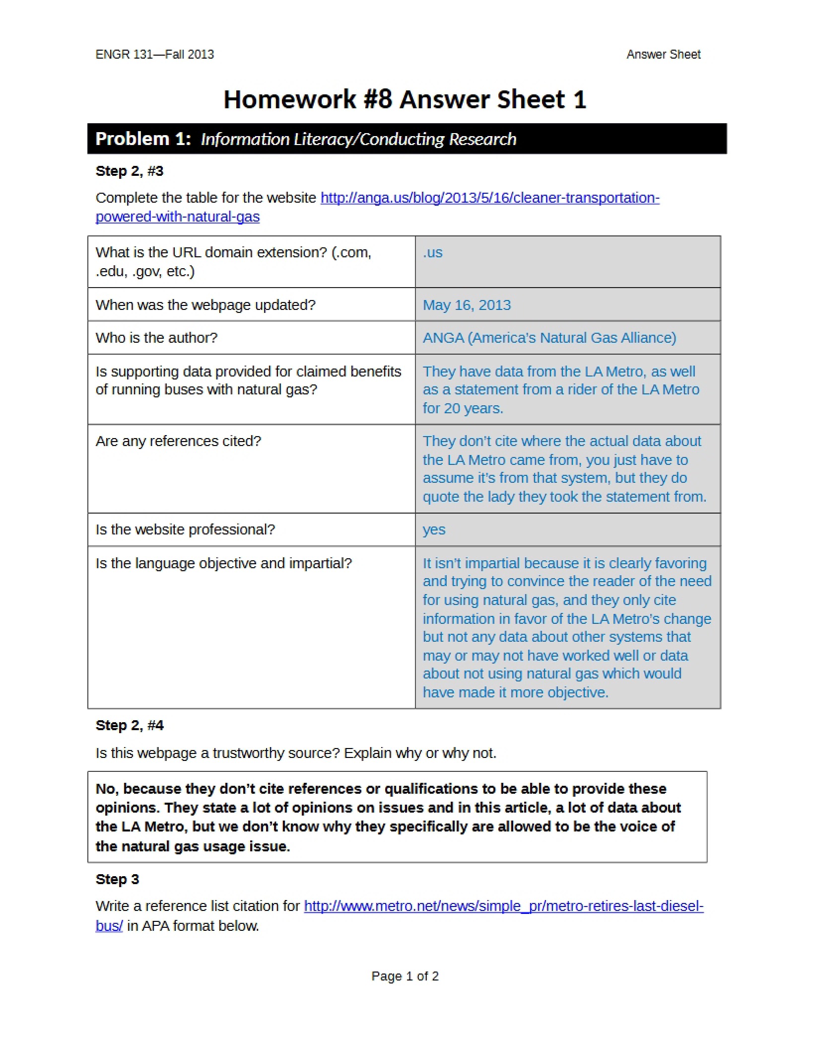 Eighth Homework Assignment