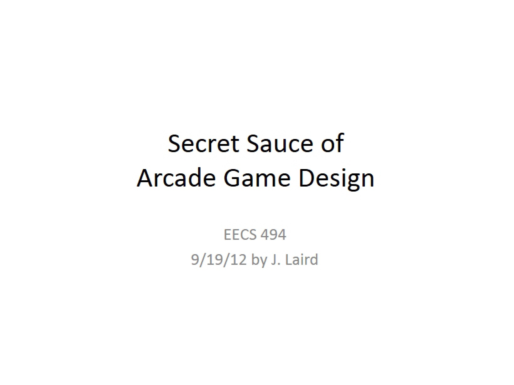 Principles of Arcade Design Lecture 2