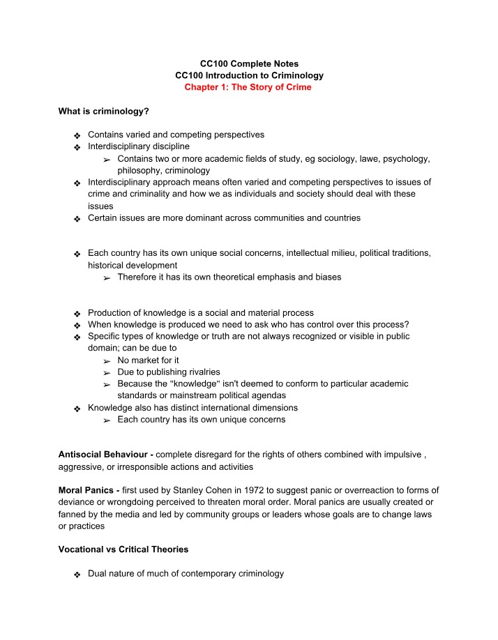 Complete Notes for CC100