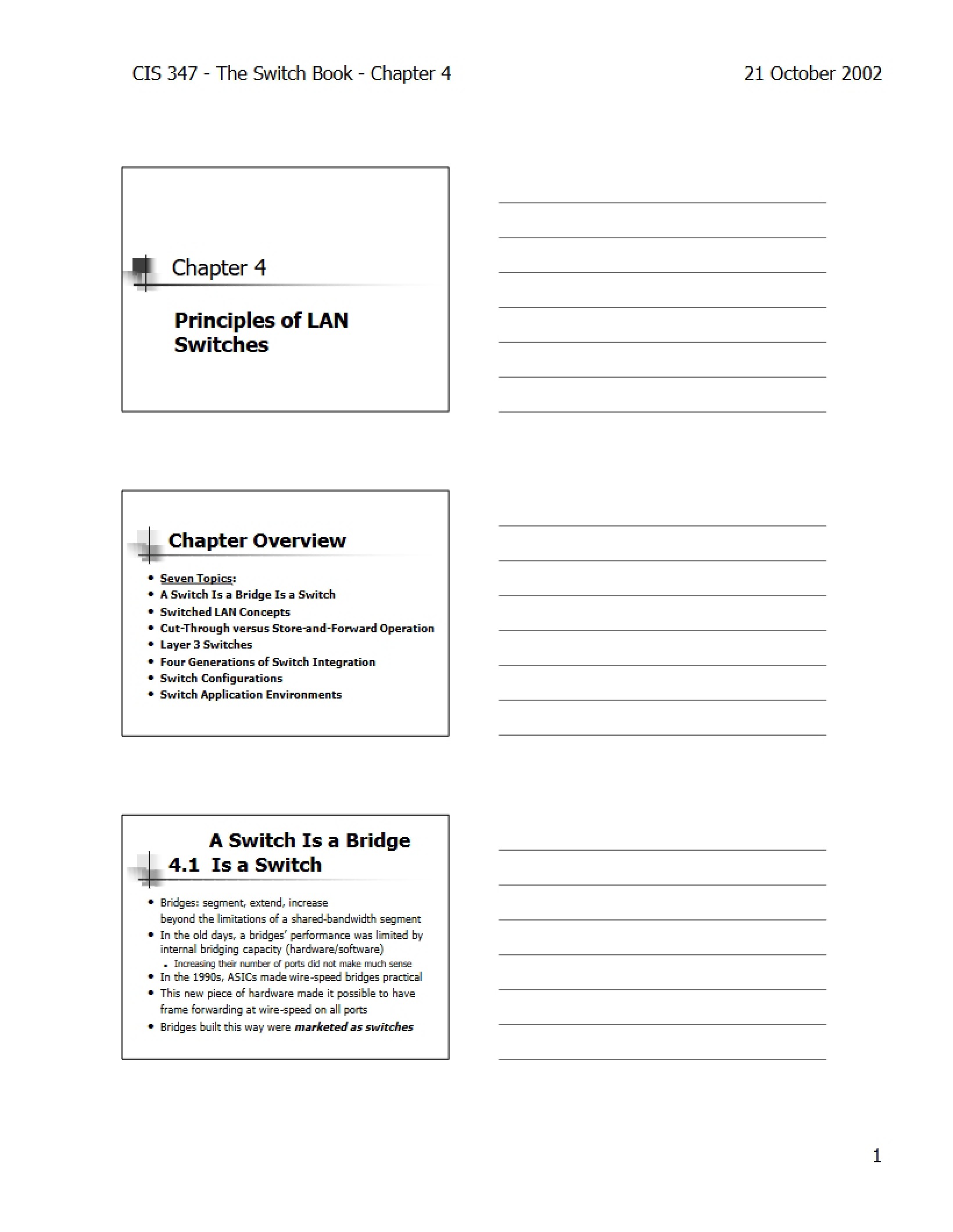 LAN Switch Principles (Ch 4)