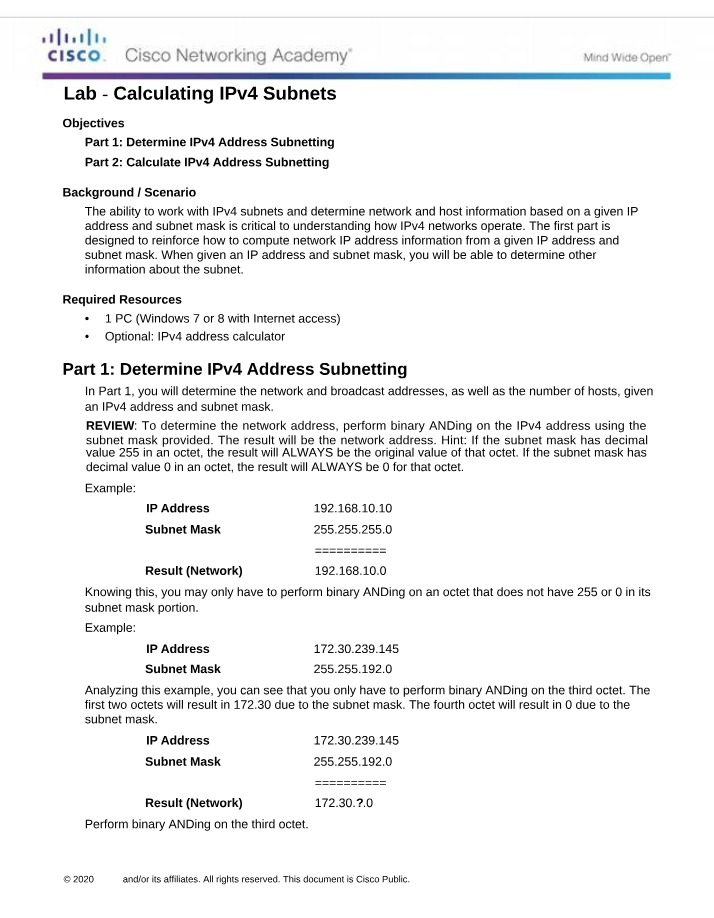 IPv4 Subnetting - Calculate Network, Host, and Broadcast Addresses