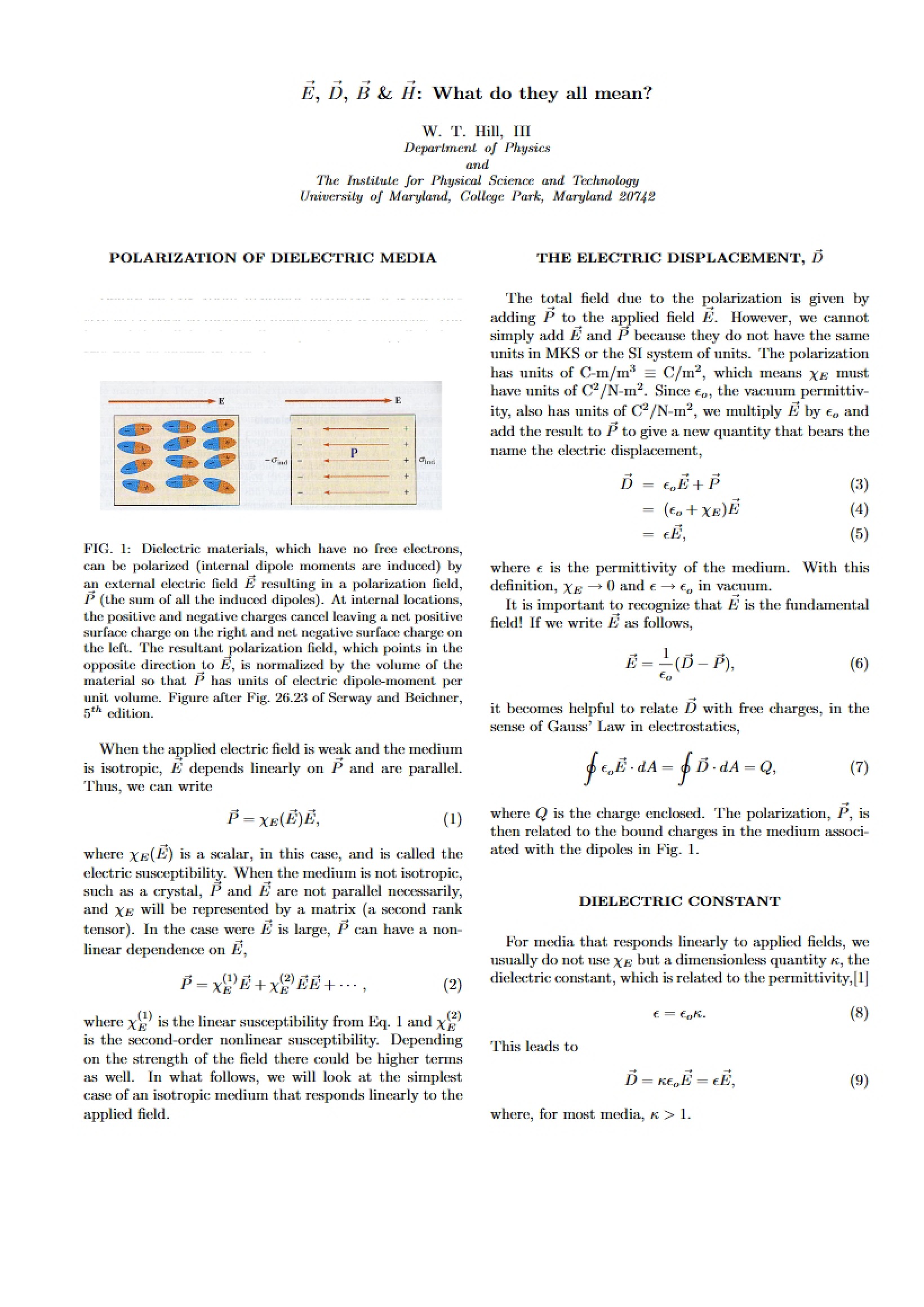 Dielectric Media Polarization