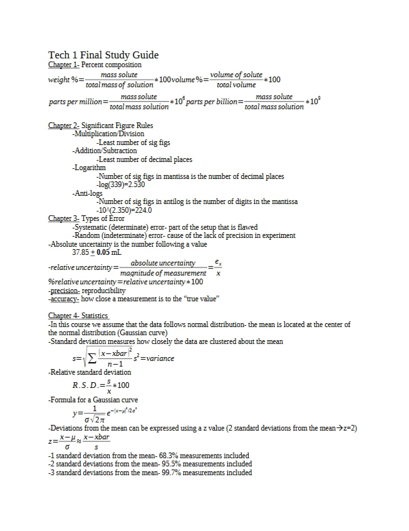 Calculating Percent Composition Chapter One