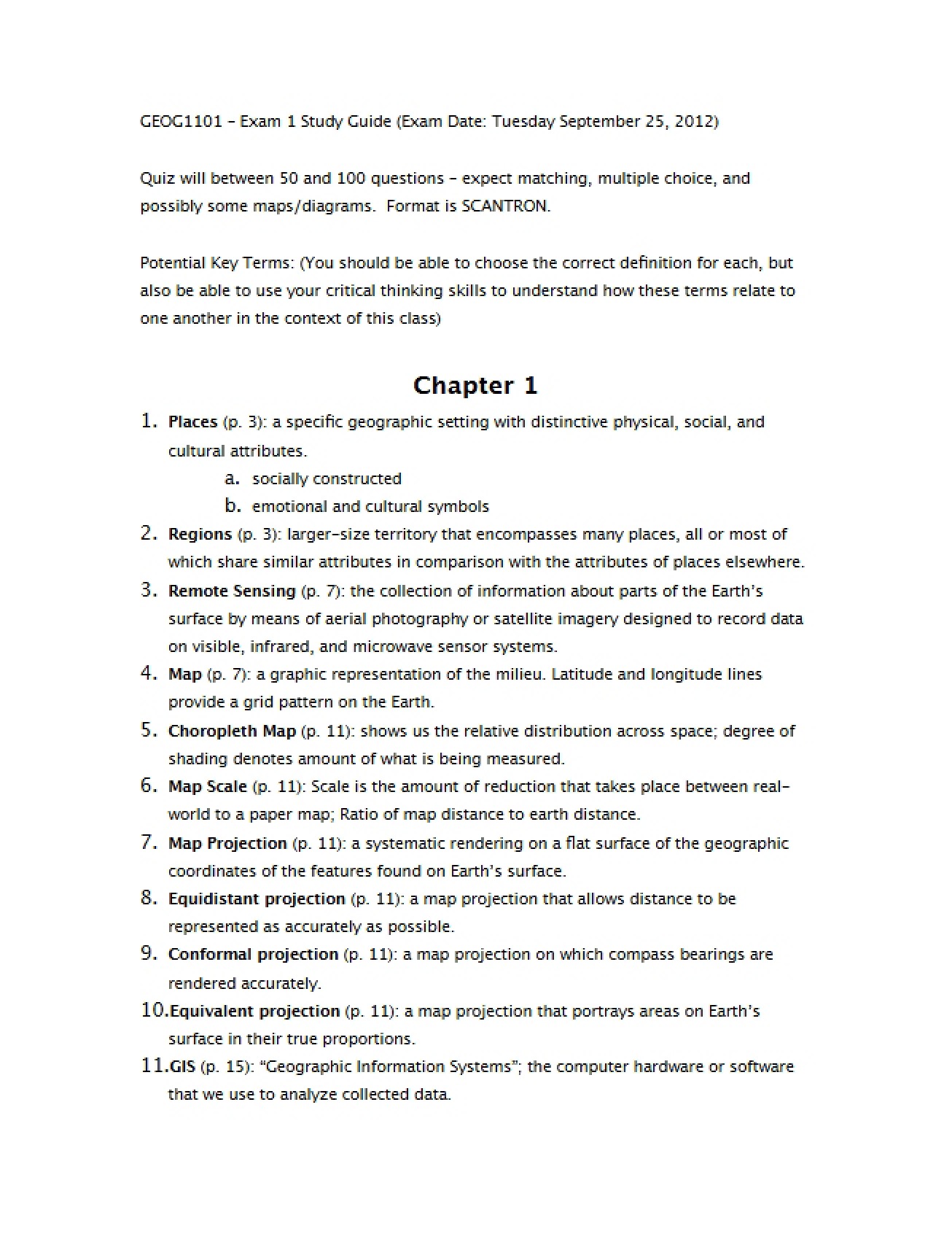 Study Guide for the First Exam