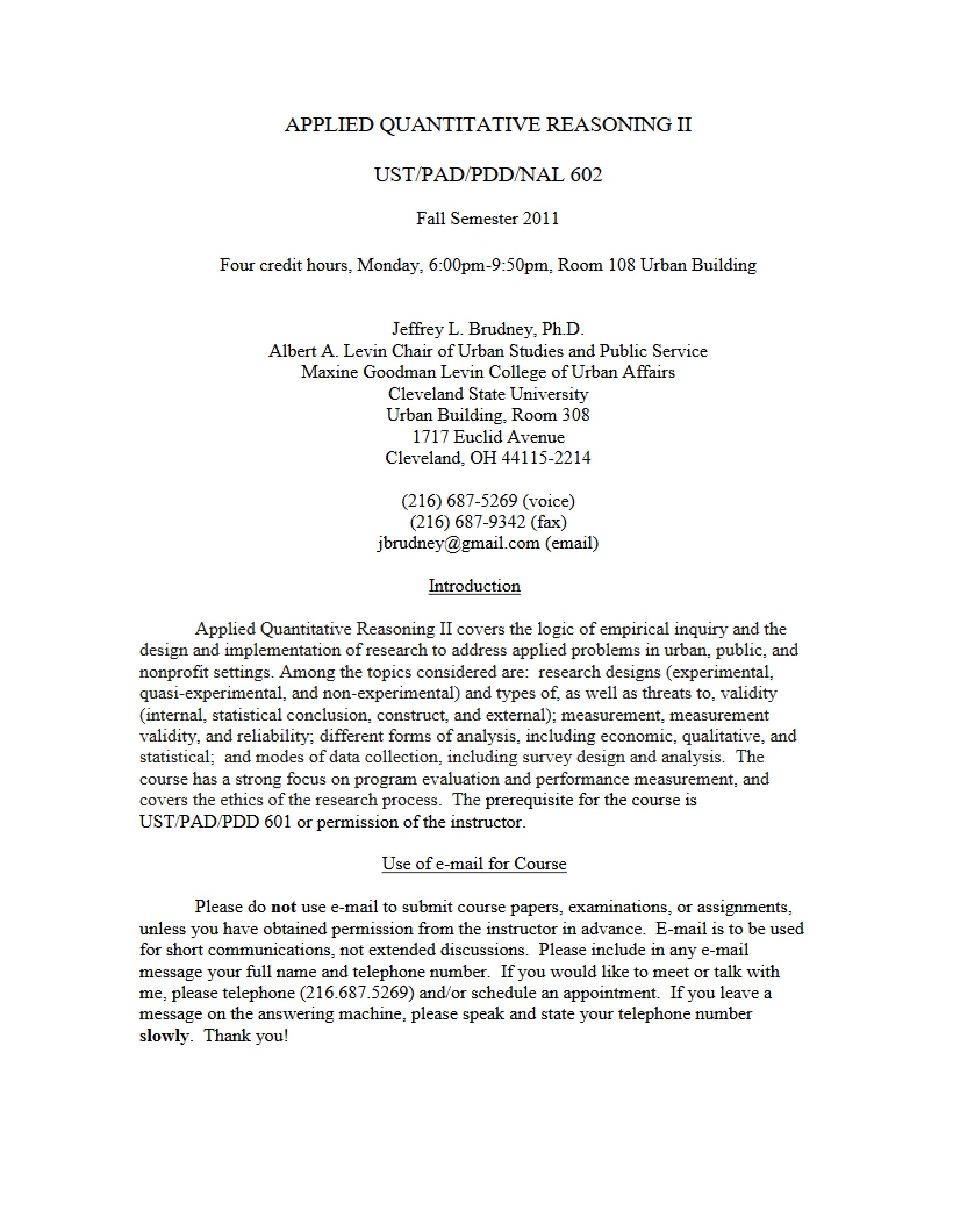 Program Eval and Research Design Syllabus