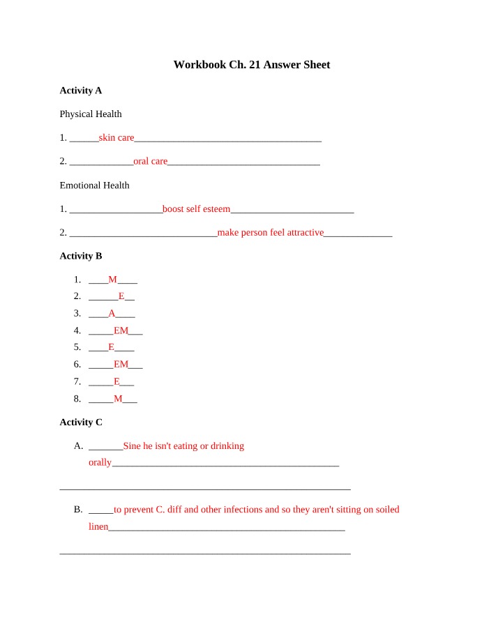 Workbook Chapter 21 Answers