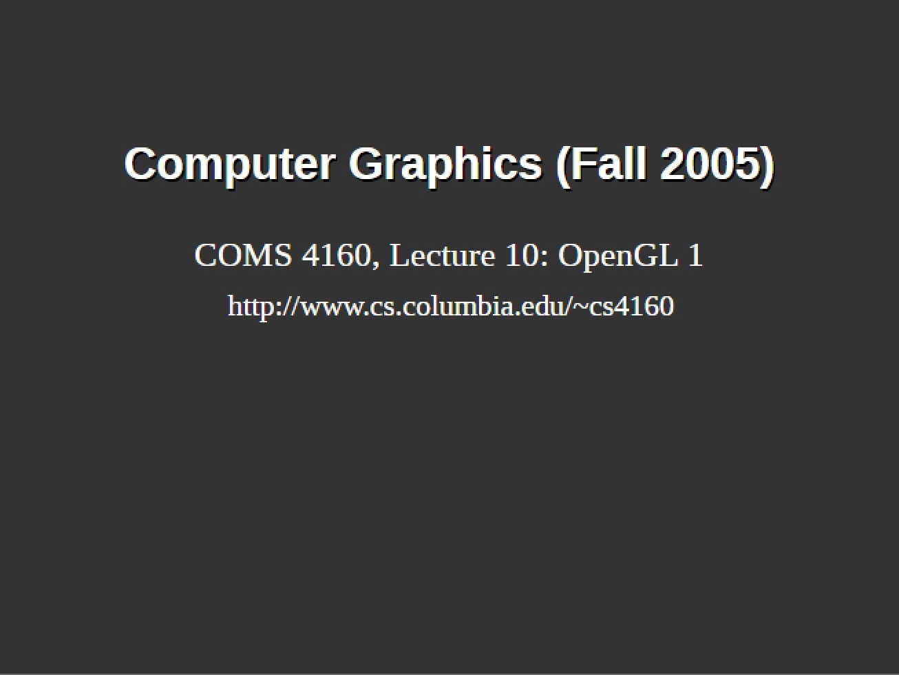 Notes on OpenGL, Lecture Ten