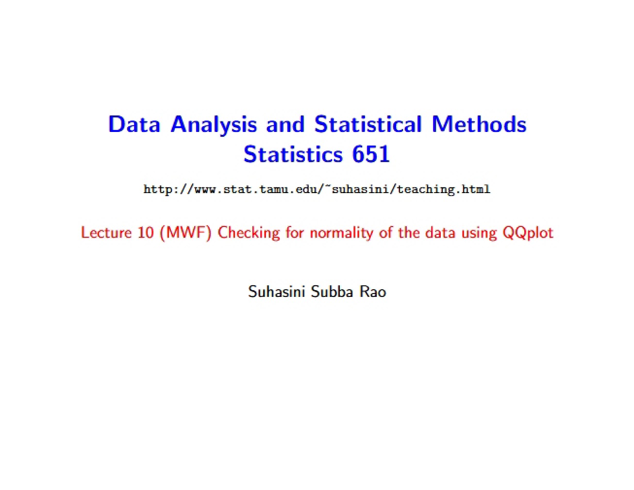 Lecture 10 (MWF)