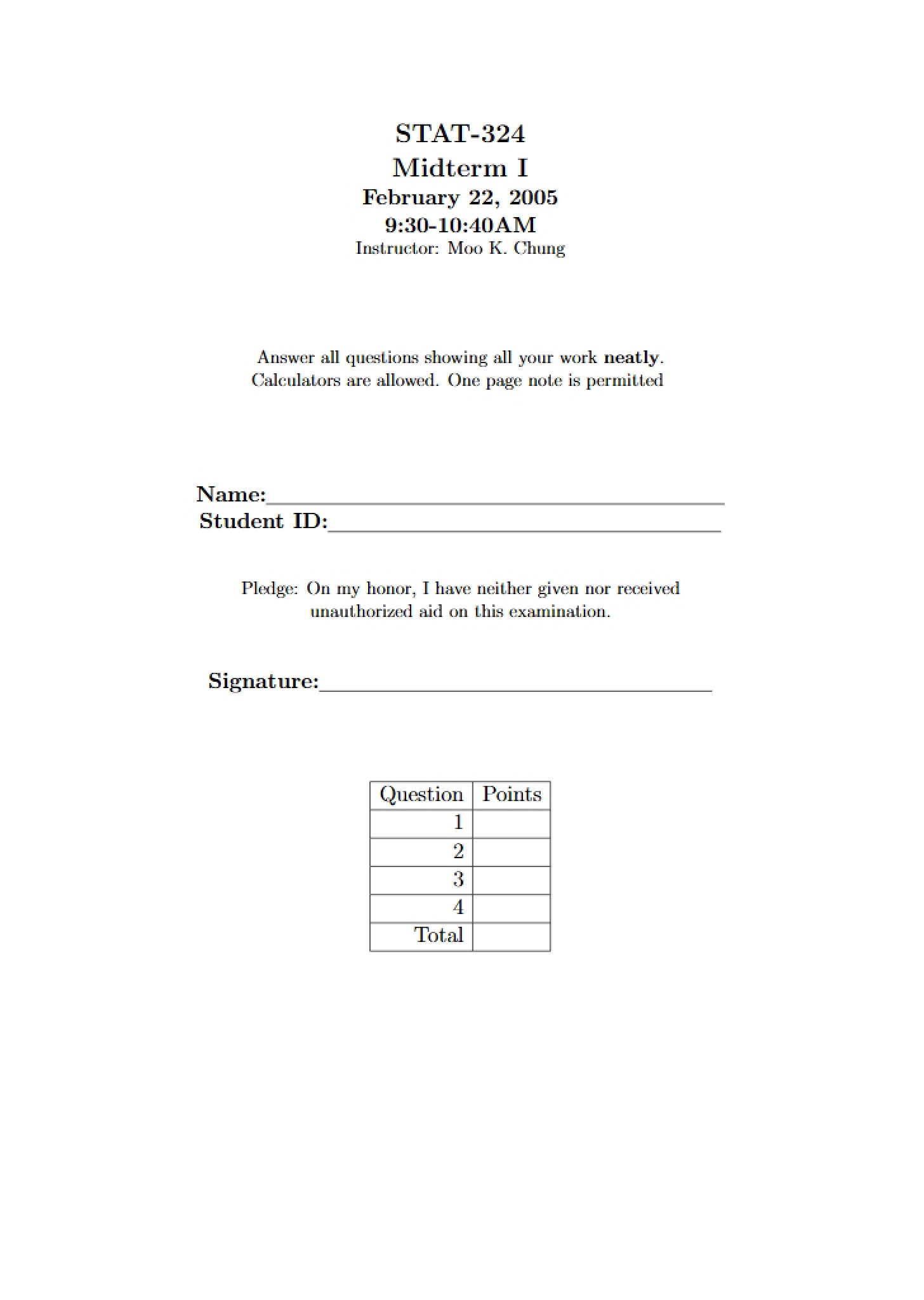 Exam One (Midterm)