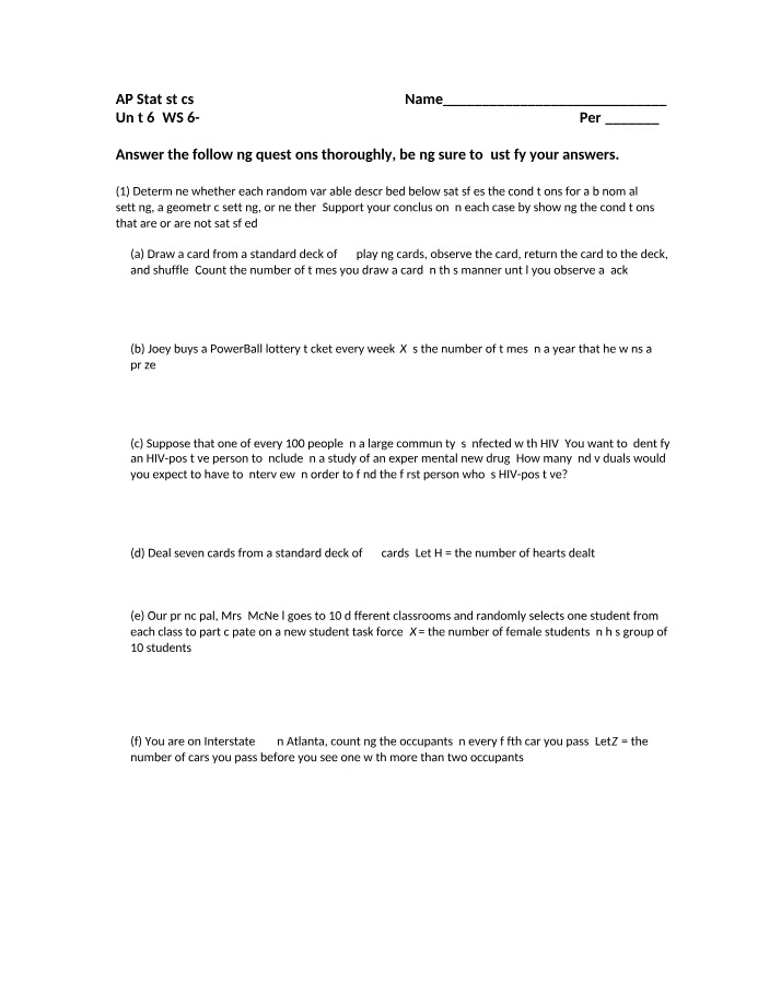 Worksheet 6-5