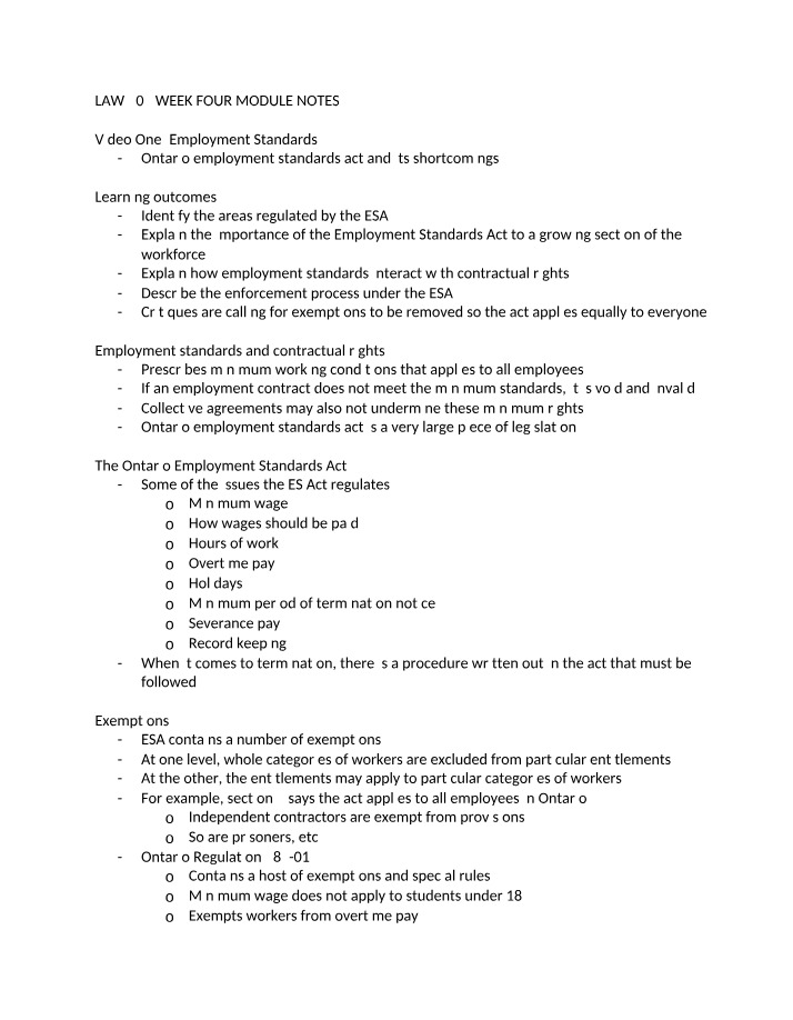 Ontario Employment Standards Act - Regulations