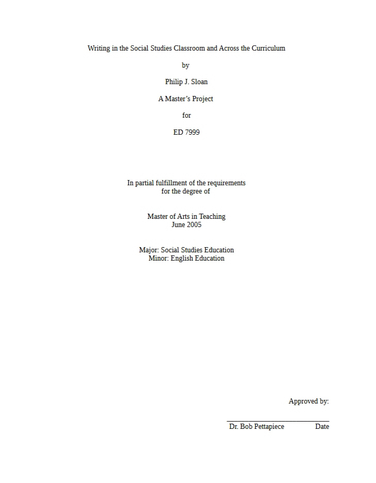 Cross-Curriculum and Social Studies Writing