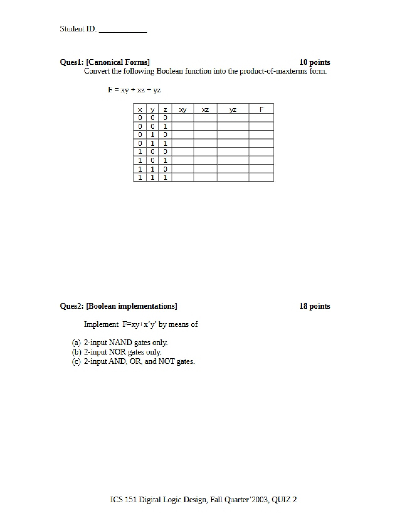 Quiz Two