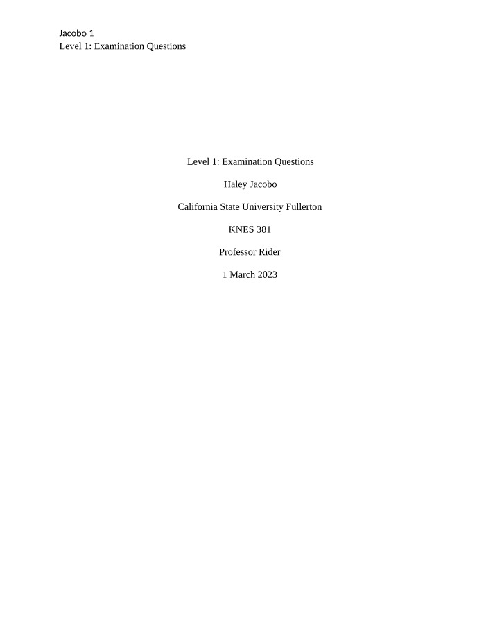 Level 1 Exam Questions