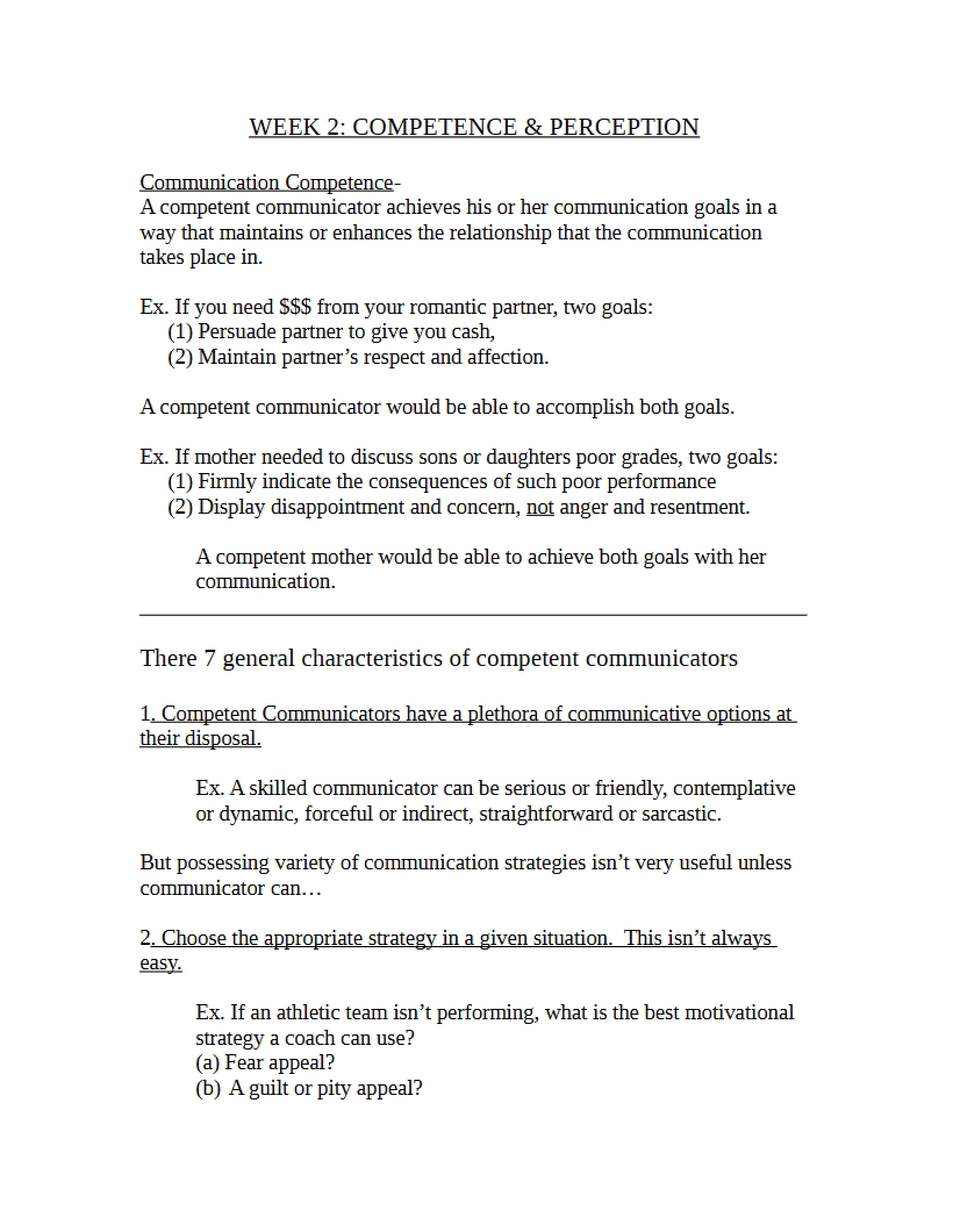 Perception and Competence (Week 2)