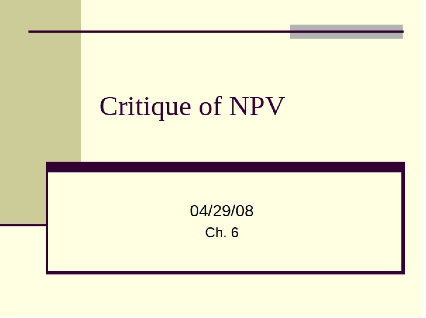 NPV Critique